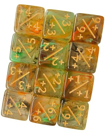KiBcsLic 10 Pezzi Dadi Contatore Set di Dadi D6 con Simboli Ausili Matematici per Calcoli Generatore di Numeri Casuali Adatto per Giochi di Ruolo E Scopi, Arancione Nero
