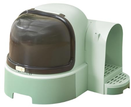 Caja de arena grande con capucha para gatos con cajón extraíble, protector antisalpicaduras, diseño cerrado para gatos de interior, 23.62 x 20.87 x 16.93 pulgadas, color verde