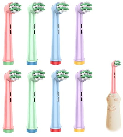8 Spazzole di Ricambio per Bambini, Testine di Spazzolino Elettrica Generica per Bambini, Testine di Spazzolino Elettrico Morbide per Igiene Quotidiana, Famiglie e Bambini
