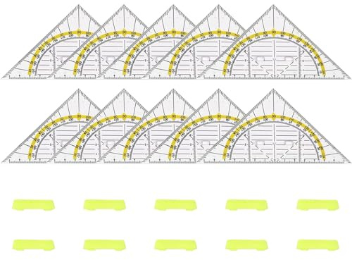 20 Teile Geodreieck Set, Geometrie Dreieck, Geodreieck Mit Griff, 10 Geodreieck Und 10 Griffe, Flexibel Und Präzise, Geo Dreiecke Set für Studenten Designer Malerei Kartografieren