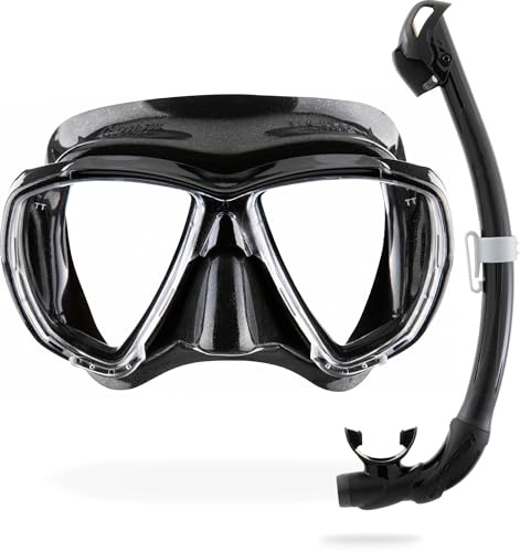 CRESSI Big Eyes + Seal Dry Combo Black/Black - Set Combinado para Adultos Máscara Big Eyes y Innovador Snorkel Seal Dry, Ideal para Buceo y Snorkeling, Negro/Negro, Talla Única