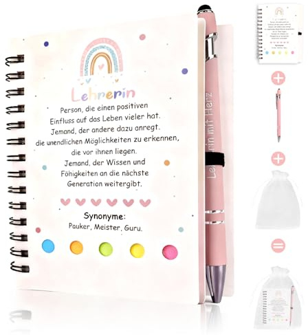 Kaempe Erzieherin Geschenk, Dankeschön Geschenk Lehrerin Notizbuch Mit Stift, Abschiedsgeschenk Erzieherin, Danke Geschenke Für Lehrer (1 Set)