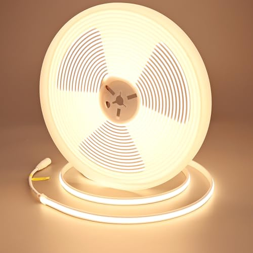 GOMING 24V 10M Neon COB LED Remsa Varm Vit 3000K IP67 Vattentät 312LEDs/M | LED Strip 6300LM CRI 93+ Enhetlig Glöd Flexibel Självhäftande LED Tejp Lämplig för Heminredning(Strömförsörjning Ingår Ej)