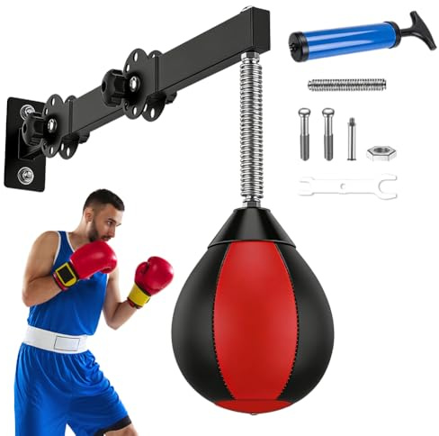 Speed Punchingball, Höhenverstellbar & Faltbar Boxsack Wandhalterung, Boxball mit Aufhängung, Boxbirne für Kinder, Jugendliche & Erwachsene, Home Gym Training, Reflexverbesserung & Stressabbau