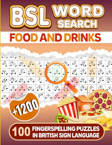 BSL Food and Drinks Word Search - 100 Fingerspelling Puzzles In British Sign Language