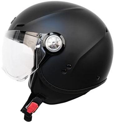 BOSERMEM Casco De Motocicleta, Certificado ECE 22.06, Visera HD, Carcasa De Abs Combinada con Capa De Amortiguación Eps para Proteger Eficazmente La Seguridad De La Cabeza(Negro Mate, S=55-56CM)