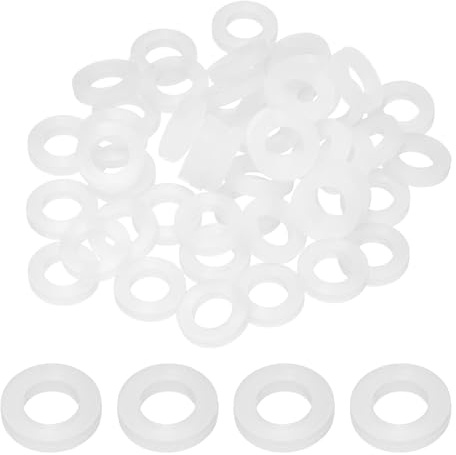 sourcing map 50 Pcs Silicone Washers, 15mm x 6mm x 2mm O-Ring Seals Hose Washer Plumbing Gaskets for Water Pipe Faucet Shower Head Garden Hose Seal, White