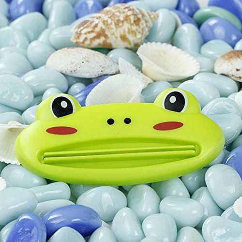 2 x Cartoon Tube Rolling Halter Zahnpasta Tube Squeezer Easy Paste Spender Green Frog