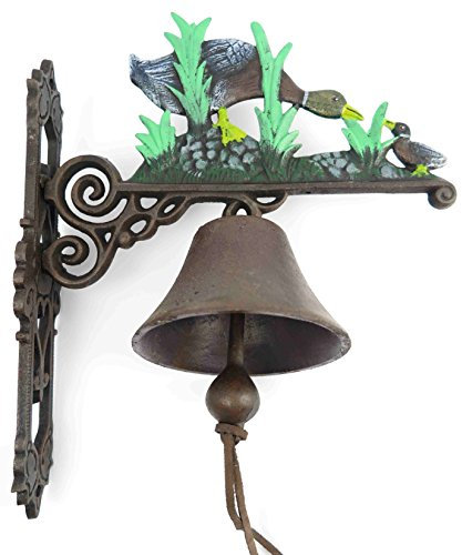 Clever-Deko Gartenglocke Wandglocke Ente Gans Gusseisen Eisen Eisenglocke Metallglocke Schiffsglocke Antik rustikal braun Bauernhof Hofglocke
