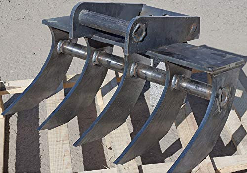 Structio International Wurzelrechen, Baggerharke 60 cm MS01, HS-Stahl, Schwarz, 35 kg, Anbau, 5 Zähne, Sofort lieferbar, inkl. MWSt., Rechnung, Minibagger, 0,60 cm Arbeitsbreite