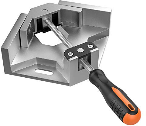 Rechtwinklige Klammer, Housolution Einhand-90 ° Aluminium-Legierung Ecke Klemme, rechtwinklig Clip-Klemme Werkzeug Vise Schweißen Klemme Halter mit einstellbarer Swing Kiefer - Silbergrau