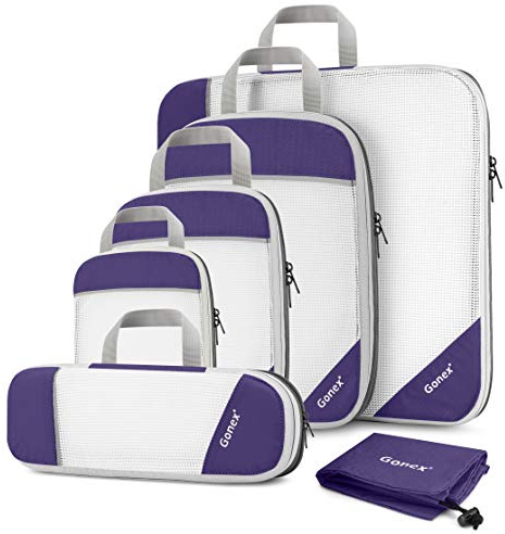 Gonex kompressionsförpackning, robust och hållbar packningskub, väskor, plaggväska, resväska, förvaringsväska, 6-piece set