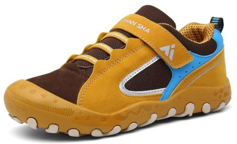 Mishansha ventilerande löparskor för pojkar flickor lätta barn sneakers låga sneakers casual, GUL, 33 EU
