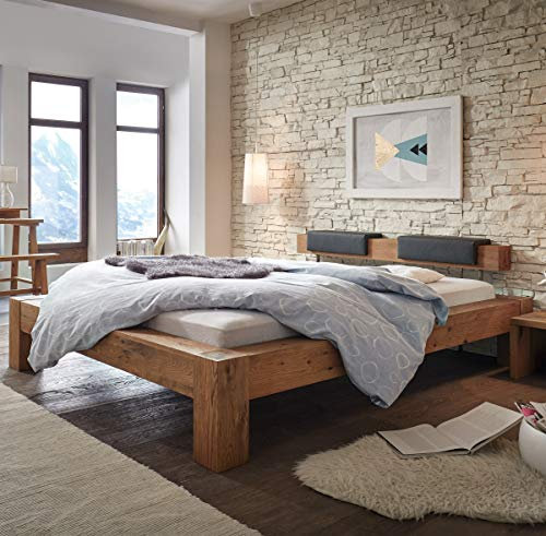 Hasena Oak Wild Bett Bormio Wildeiche mit Kopfteil und Polster 140x200