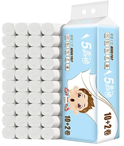 12 rollos de papel higiénico de 5 capas, rollo de toallas de papel higiénico sin núcleo para el hogar, cocina, oficina, hotel ( )