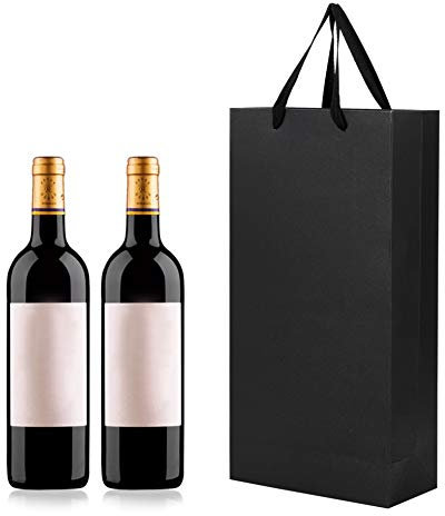 Weintüten 10er Packung Geschenktaschen Tragbare Weintragetasche Kraftpapier Flaschentüten Wein Sekt Champagner Geschenktüten Stabile Flaschentasche Weinverpackung Weintasche für 2 Flasche Papiertasche