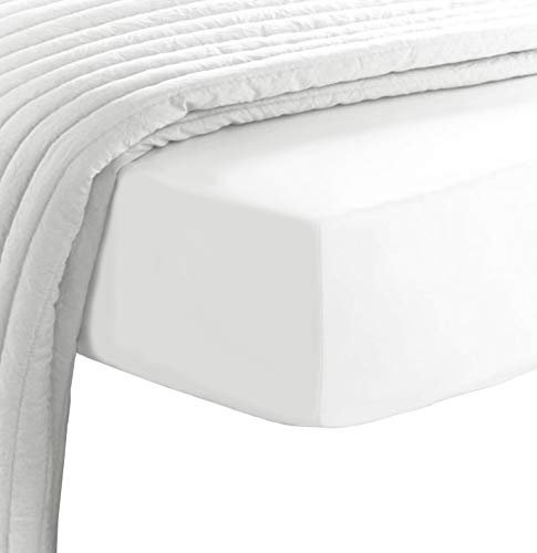 Pizuna 800 Fadenzahl Baumwolle spannbettlaken 170x200-180x200 cm Weiß, 100% Langstapelige Baumwolle Spannbetttuch, Weiche Mako Satin-Webart passt bis zu 40cm Matratzenhöhe (100% Baumwolle bettlaken)