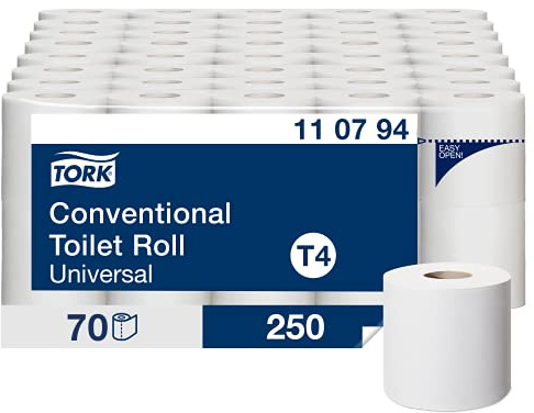 Tork Papier Hygiénique Soft Small Roll White T4, universel, 2 Plis, 70 × 250 Feuilles, 110794