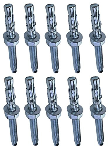 AERZETIX - C54004-10x Bullone Vite di ancoraggio a filettatura lunga, Prigioniero a espansione - M8x80mm - acciaio zincato - per calcestruzzo, pietra