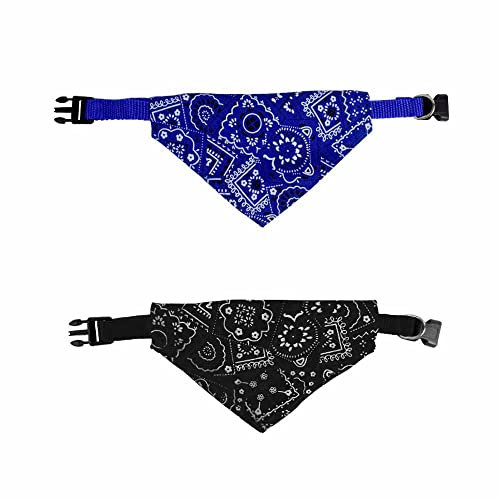 feiling 2er Pack Hundehalsband mit Tuch Katze Kanin Halstuch Halsband Welpen Bandana Einstellbare Kragen Dreieck Schal für Kleine und mittelgroße Hunde (L, Pack b)