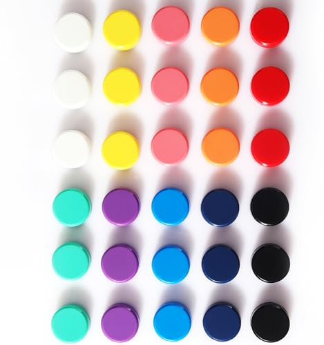 PYJLBX 30 Stück Kühlschrankmagnete, 10 Farben, robuste Magnete, runde Mini-Magnete für Whiteboard, Kühlschrank, Pinnwand und Basteln