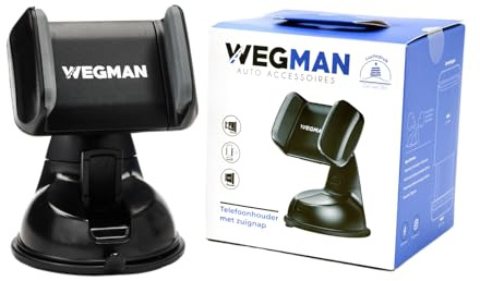 Wegman Handyhalterung Auto Saugnapf (Super Kompakt) 360° Drehbar, für Armaturenbrett & Windschutzscheibe, Gel Saugnapf, Einhand Bedienung, KFZ Handy Halterung, Universelle Smartphone Autohalterung