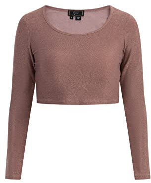 faina Dam cropped jersey-topp 11027267, gammalrosa, L, Dämpad rosa, L