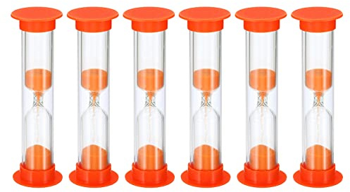 PATIKIL 1 Minute Sable Minuteur, 6Pcs Petit Sablonneux Horloge avec Plastique Couverture, Compte à Rebours Sable Verre pour Jeux, Cuisine, Fête Favorise Bricolage Décoration, Orange