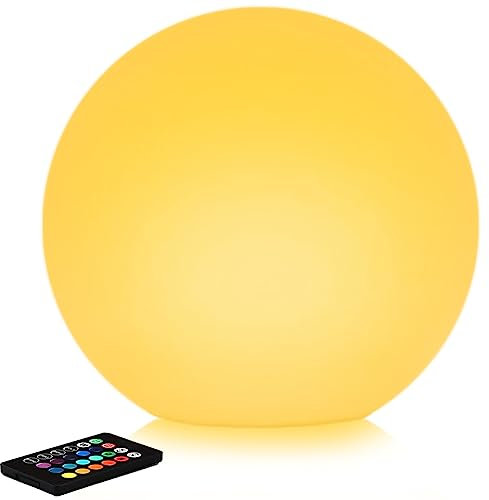 12 Inch Solar Glowing Ball Light Outdoor, Solar Garden Globe Light w/Remote, RGB Color Changing Waterproof Large LED Orb Lights, Landscape Lighting Mood Lamp w/Ground Stake for Patio Yard Lawn Path
