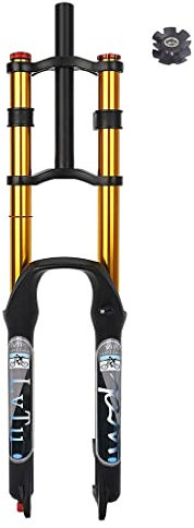 LvTu 26 27.5 29 Zoll MTB Fahrrad Federgabel Mountainbike Gabel, Fahrrad Suspension Vordergabel DH Luft Stoßdämpfer Gerades Rohr Ultraleicht Zugstufeneinstellung mit Manueller Sperre (Color : Gold, S