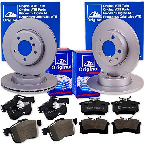 ATE Bremsscheiben + Beläge vorne + hinten | 24.0125-0145.1 + 24.0110-0356.1 für Golf 7 A3 8V Leon 5F