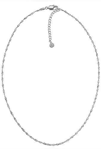 day.berlin Damen Halskette Twist 18k vergoldet | filigrane Kette gedreht 42cm + 5cm variable Länge, 316L Edelstahl nickelfrei & wasserfest