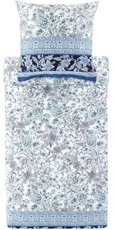 Bassetti CAPODIMONTE Bettwäsche + 1 Kissenhülle aus 100% Baumwollsatin in der Farbe Blau B1, Maße: 155x220 + 1 K 80x80 cm - 9327397