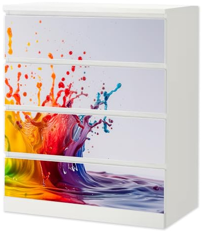 Möbelfolie IKEA Malm Farbspritzer Schrankfolie Kommode 4 Schubladen