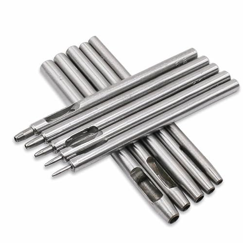 10er Locheisen Set, 0.5mm-5mm Runde Stahllocheisen für Leder, Hohl Locheisensatz für Uhrenarmband, Dichtung Gürtel, Schuh, Stoff, Kleidung