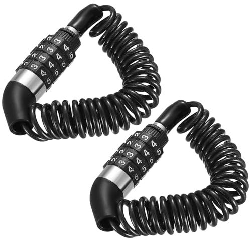 2 Stück Helmschloss Motorradhelm, Fahrradschloss, 150 cm Kabelschloss mit 4 Stellig Zahlenschloss Zahlencode, PVC-beschichtet Helmschloss für Motorräder Fahrradhelm E Scooter Schloss