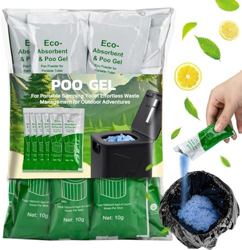 RAINFLOW 28 Packs Poo Gel for Portable Toilet - Camping Toilets Bags Lemon Eco Gel for Camping Toilet Scented Absorbent Gel for Emergency Toilet Essentials Supplies Composting Cleaning Preparations