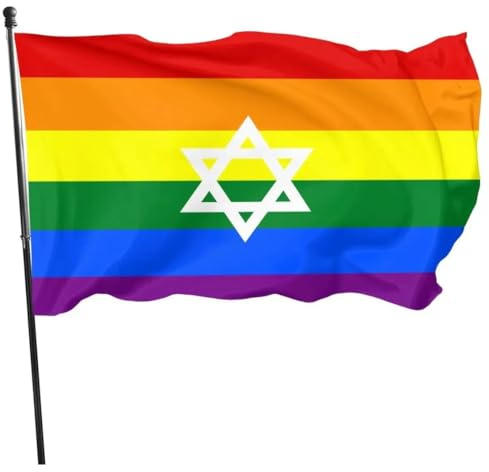 Zghhc Israel-Flagge, Doppelseitige Regenbogenflagge Messingösen, Israel LGBT Gay Pride-Banner Loch, Polyester-Israel-Flagge