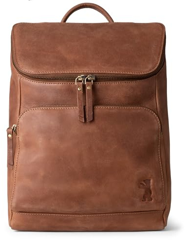 Berliner Bags Rucksack Sydney Vintage Leder, Cityrucksack Damen - Braun | Kleiner Lederrucksack & Cityrucksack für Damen, 13-Zoll Laptopfach, Innentasche mit Reißverschluss & Schlüsselkarabiner