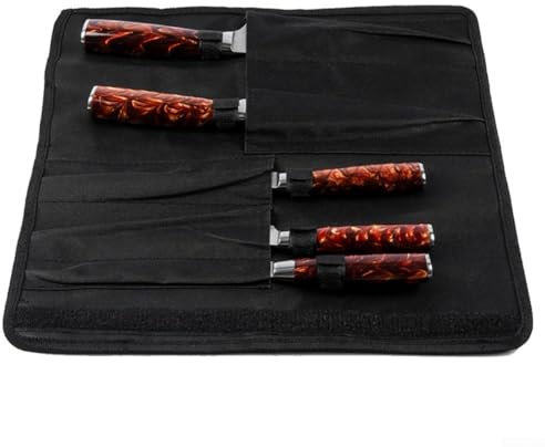 Besttoolifes Chef Roll Bag, 5 Pockets Oxford Fabric Storage Case, Portable Cutlery Organizer For Professional Chefs, Wear-Resistant Kitchen Tool Carrier