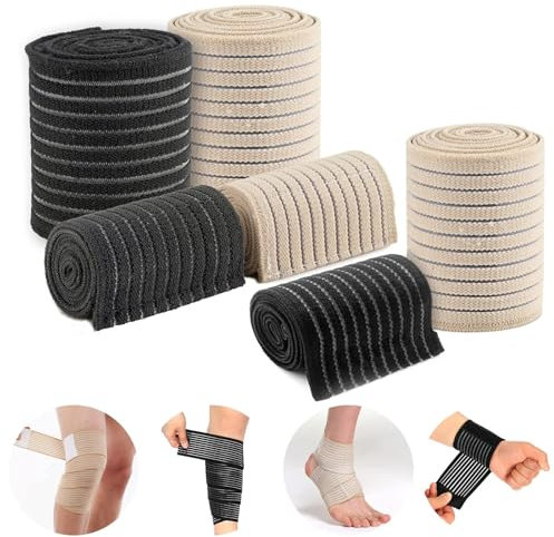 Ideal Swan Compression Bandage, 6 Pieces Elastic Wrap Knee Support Brace, Breathable Ankle Support Brace Knee Bandage Calf Support, Knee Brace Support For Women Men Sports, Running