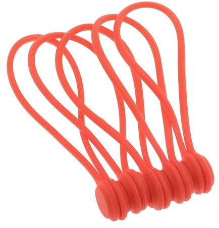 CAPASTEC 5 Stück Magnetische Kabelbinder, 7,48 Länge Silikon Kabelhalter, Rot