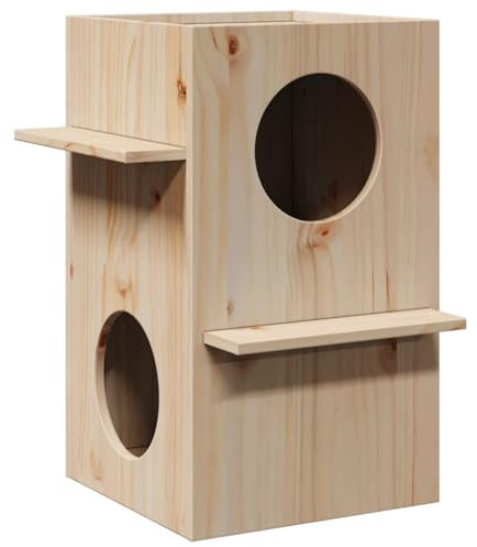 vidaXL Maison pour Chat 43x43x60 cm Bois de pin Massif, Maison pour Chats d'intérieur, Meuble pour Chats, Maison pour Chats en Bois, Tour à Chats