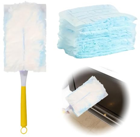 XURJUMI Duster, 1 Plumero +10 Recambios,Atrapapolvo, Atrapan Y Bloquean El Polvo Y Los Alérgenos Atrapa Y Retiene 3 Veces Mas Polvo Y Suciedad, Limpia El Polvo En Cualquier Superficie