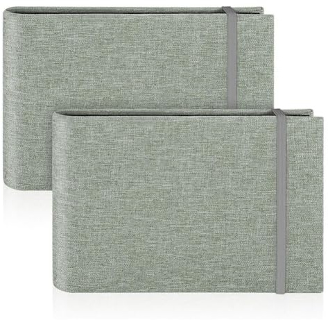 JNJOOD Paquete de 2 álbumes de fotos pequeños, álbumes de fotos de 6 x 4 con inserción de 200 fotos, mini álbum de fotos de hojas móviles, cubierta portátil, memoria, gris