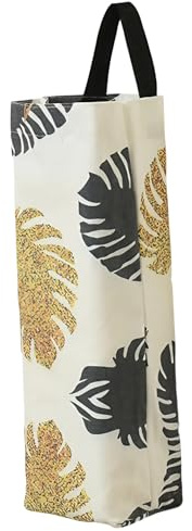 L0famy Carrier Bag Holder, Bag Holder Storage Wall Hanging Garbage Storage Carrier, Leaves Canvas Trash Organiser Holders, Reusable Grocery Bags Organizer for Home Kitchen Cabinet Camping