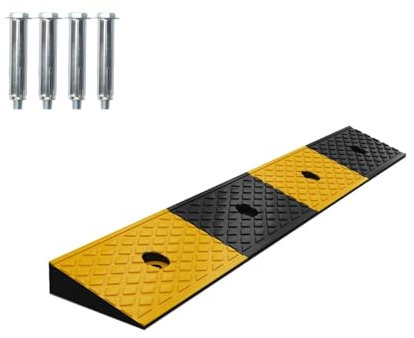 KIUYTQQ Gummi-Schwellenrampen -Gummi-Bordsteinrampe,rutschfeste Rollstuhlrampe,Türstufenrampe,Hochleistungs-Bordsteinrampe für Autos,Schwellenrampe für Elektromobile und Motorräder(100 x 15 x 5 cm)