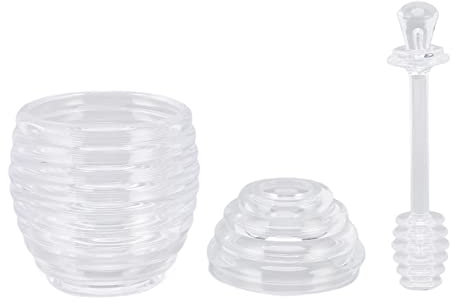 Nikou Transparent Honey Pot en plastique en plastique Pot de miel avec canne à remuer des accessoires de cuisine à la maison