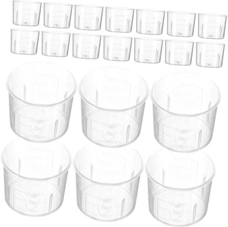 LABRIMP Plastic Measuring Beakers 15ml Small Laboratory Measuring Cups Scale 100pcs for Chemistry Lab and Kitchen Use