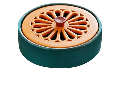 SQOYEI Recipiente para Ajos con Tapa Grande Cerámica Caja para Guardar Patatas, a Prueba de Polvo Transpirable Reutilizable Restaurante, Cocina Almacenaje de Ajo(Green-Orange)